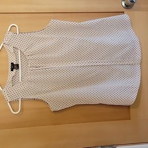 Powder pink and black polka dot sleeveless blouse